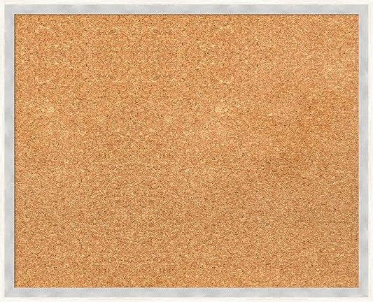 Amanti Art Natural Cork Board for Wall, 17x21 Vision Board with White Frame, Small Corkboard Office Decor for Home Organization, Modern Corkboard Pinboard to Display Items for Home Organization in