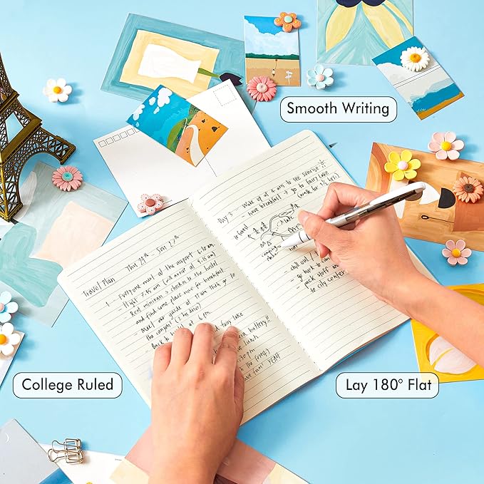 feela 16 Pack Soft Cover Journal Bulk, Lined Notebooks College Ruled for Work for Women Girl Writing, Blank Travel Journal Note Taking Notebook School Business Supplies, 8.2” x 5.5”, A5, Light Blue