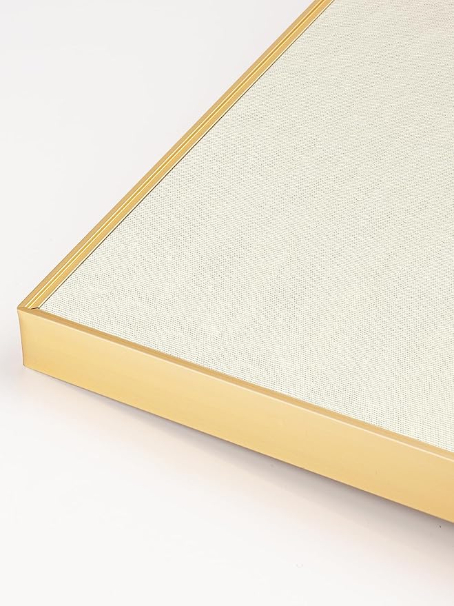 Bulletin Board 30 x 20 inches, Oatmeal White Pin Board, Golden Aluminum Framed Fabric Cork Board with 10 Push Pins