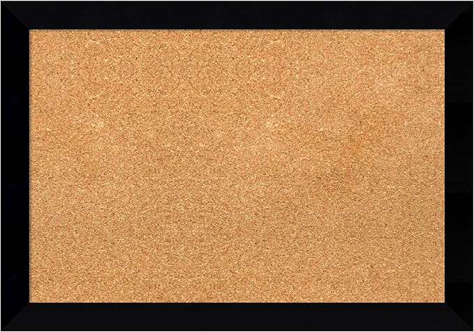 Amanti Art Natural Cork Board for Wall, 19x27 Vision Board with Black Wood Frame, Medium Corkboard Office Decor for Home Organization, Modern Contemporary Corkboard Pinboard to display items for home