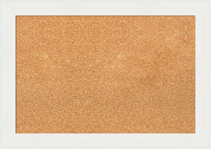 Amanti Art Natural Cork Board for Wall, 19x27 Vision Board with White Frame, Medium Corkboard Office Decor for Home Organization, Casual Corkboard Pinboard to Display Items for Home Organization in