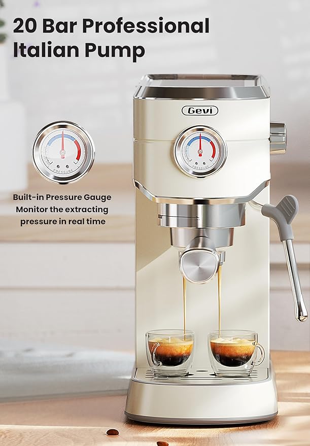 Gevi Commercial Espresso and Coffee Makers, Professional Espresso Maker Latte Machine with Milk Frother, Stainless Steel Expresso Coffee Machines for Home, Compact Cappuccino Machine, Great Gift
