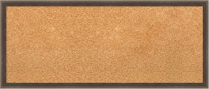 Amanti Art Natural Cork Board for Wall, 13x31 Vision Board with Brown Wood Frame, Medium Corkboard Office Decor for Home Organization, Modern Contemporary Corkboard Pinboard to display items for home