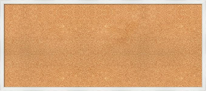 Amanti Art Natural Cork Board for Wall, 19x43 Vision Board with White Frame, Oversize Corkboard Office Decor for Home Organization, Country Rustic Corkboard Pinboard to Display Items for Home