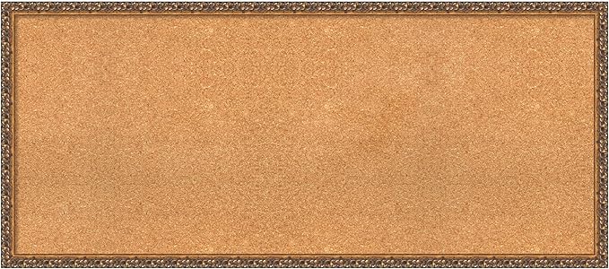 Amanti Art Natural Cork Board for Wall, 22x50 Vision Board with Bronze Frame, Oversize Corkboard Office Decor for Home Organization, Traditional Corkboard Pinboard to Display Items for Home