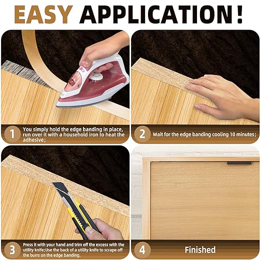 GSCIT Club Maple Edge Banding, 1 1/2 inch x 50ft roll of Veneer Edge Banding Preglued Flexible, Real Wood Tape Banding