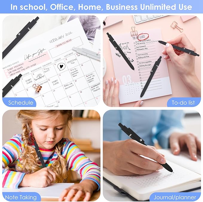 Gel Pens, 6PCS 0.5mm Black Ink Fine Point Pens With Smooth Writing, School Office Supplies, Anniversary Birthday Gifts for Men Women, Quick Dry Pen For Journaling, Nurse Aesthetic Pen (Elegant Black)