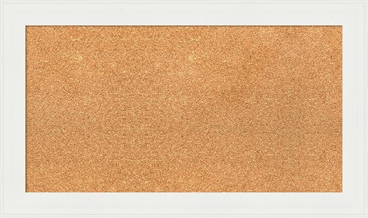 Amanti Art Natural Cork Board for Wall, 17x29 Vision Board with White Frame, Medium Corkboard Office Decor for Home Organization, Casual Corkboard Pinboard to Display Items for Home Organization in