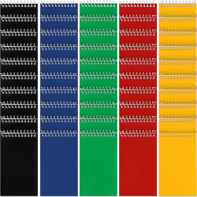 150 Pieces Spiral Memo Pads Bulk 3 x 5 Inch Small Note Pads Top Bound Lined College Ruled Paper Mini Notepad Pocket Spiral Notebooks for School Office Home Supplies, 75 Sheets (Bright Colors)