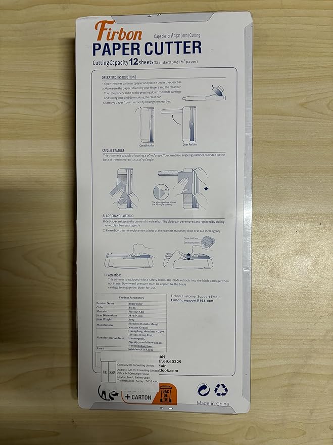 Firbon Blue A4 Paper Cutter, 12 Inch Titanium Straight Paper Trimmer with Side Ruler for Scrapbooking Craft, Paper, Coupon, Label, Cardstock