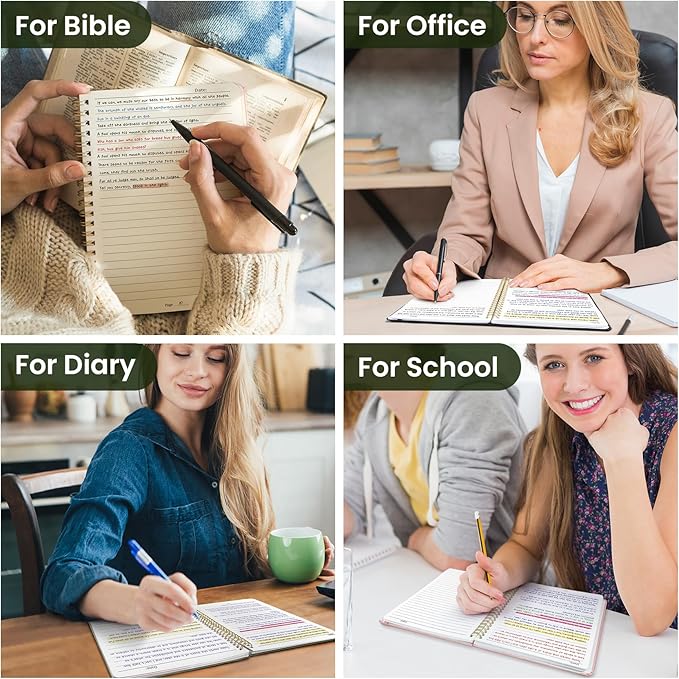 Taja Lined Spiral Journal Notebook for Work, 6 Pack, 140 Pages, College Ruled Hardcover Notebook Journal for Women, 6 Pcs, Journals for Writing, A5(6"x8") - Green