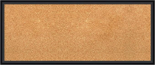 Amanti Art Natural Cork Board for Wall, 13x31 Vision Board with Black Wood Frame, Medium Corkboard Office Decor for Home Organization, Modern Contemporary Corkboard Pinboard to display items for home