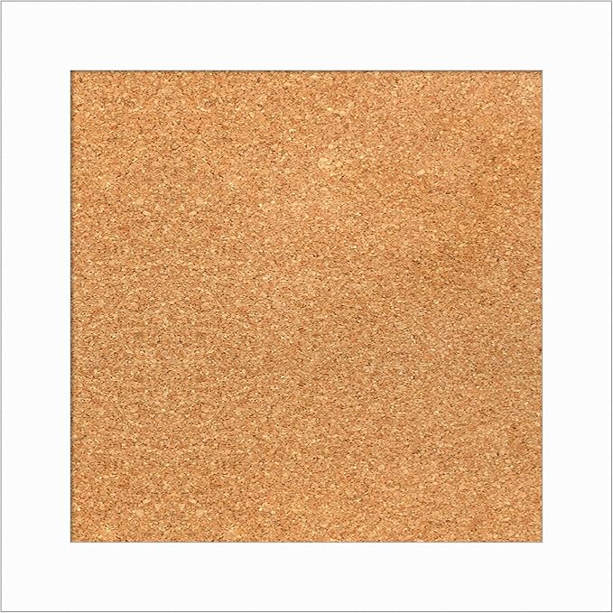 Amanti Art Natural Cork Board for Wall, 17x17 Vision Board with White Frame, Small Corkboard Office Decor for Home Organization, Casual Corkboard Pinboard to Display Items for Home Organization in