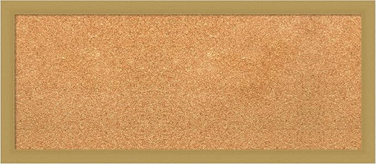 Amanti Art Natural Cork Board for Wall, 14x32 Vision Board with Gold Frame, Medium Corkboard Office Decor for Home Organization, Casual Corkboard Pinboard to display items for home organization