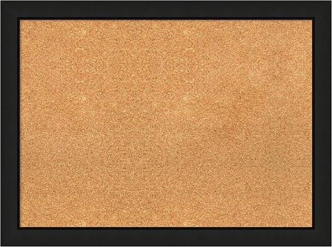 Amanti Art Natural Cork Board for Wall, 23x31 Vision Board with Black Wood Frame, Medium Corkboard Office Decor for Home Organization, Casual Corkboard Pinboard to display items for home organization