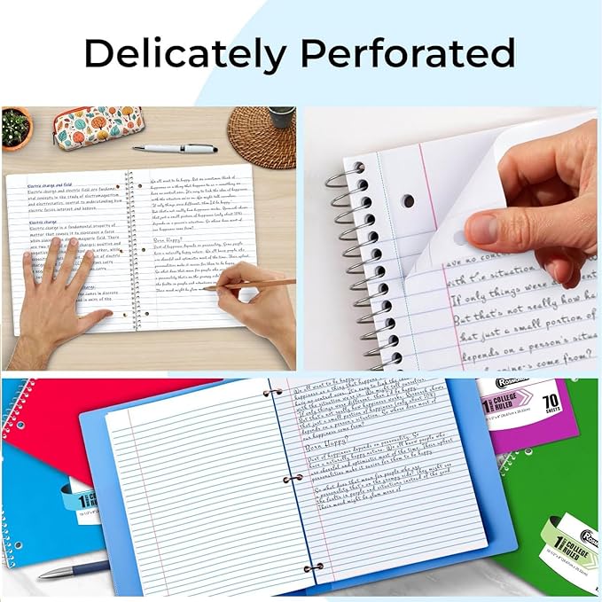 720 Packs (Pallet) 1 Subject Notebooks, Spiral Notebook Bulk, College Ruled, Pallet of Notebooks,70 Sheets (140 pages), 8 x 10-1/2",Bulk Spiral Notebooks for School & Office, 4-7 Days Transit