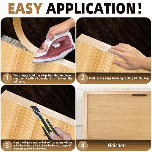 GSCIT Club Birch Edge Banding, 1 inch x 250ft roll of Veneer Edge Banding Preglued Flexible, Real Wood Tape Banding