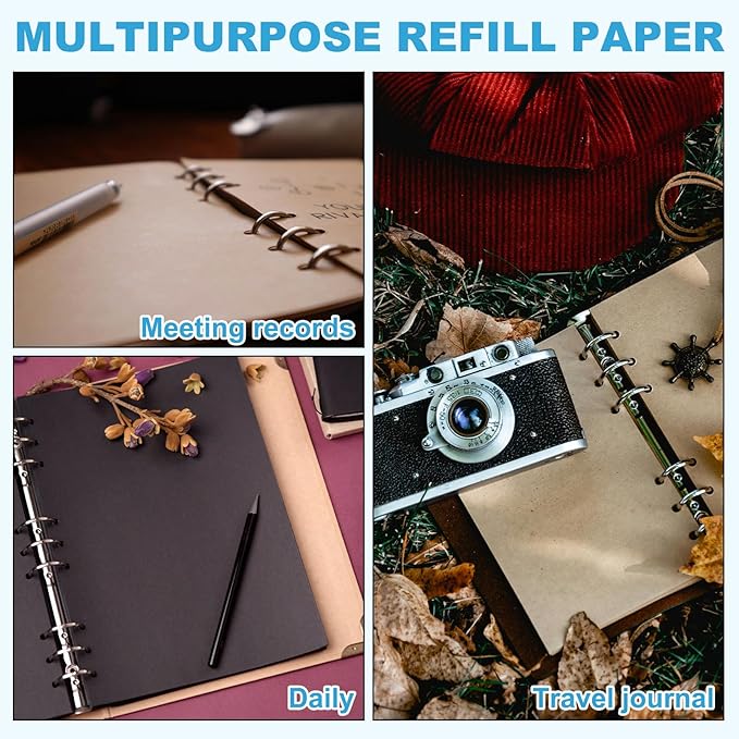 PATIKIL A5 Grid Refill Paper 6-Ring Binder Loose Leaf Planner Filler Paper Planner Inserts, 80 Sheets/160 Pages, Lined