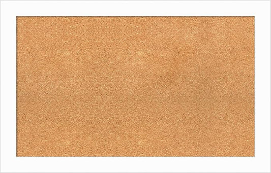 Amanti Art Natural Cork Board for Wall, 21x33 Vision Board with White Frame, Medium Corkboard Office Decor for Home Organization, Casual Corkboard Pinboard to Display Items for Home Organization in