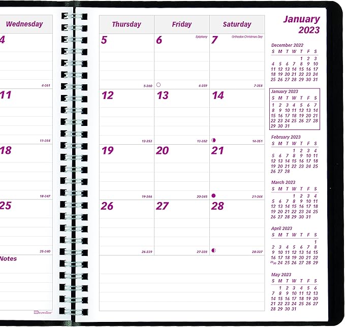 Brownline Essential Collection 14-Month Ruled Monthly Planner, 8.88 x 7.13, Black Cover, 14-Month (Dec to Jan): 2022 to 2024