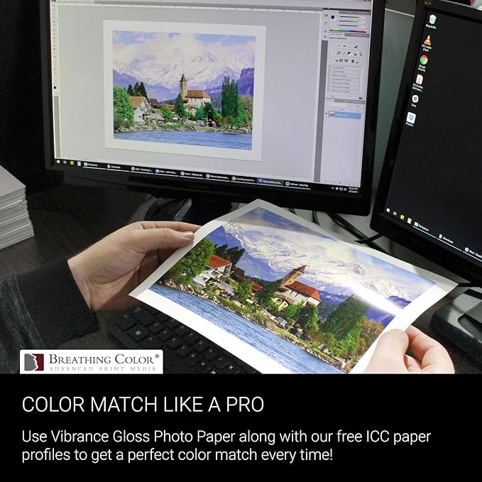 Vibrance Gloss Photo Printer Paper 10 mil 255 gsm Glossy Finish Premium Photo Paper Roll on 3inch Core 10 inches x 100 feet Works with Most Inkjet Printers Including Professional Makes and Models