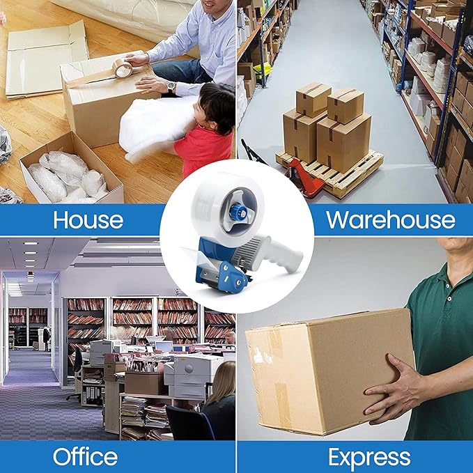 Heavy Duty Packing Tape with Dispenser - 1.88 Inch x 65 Yards, 6-Pack Clear Packaging Tapes, Durable Tape Dispenser for Secure Sealing, Ideal for Moving and Shipping