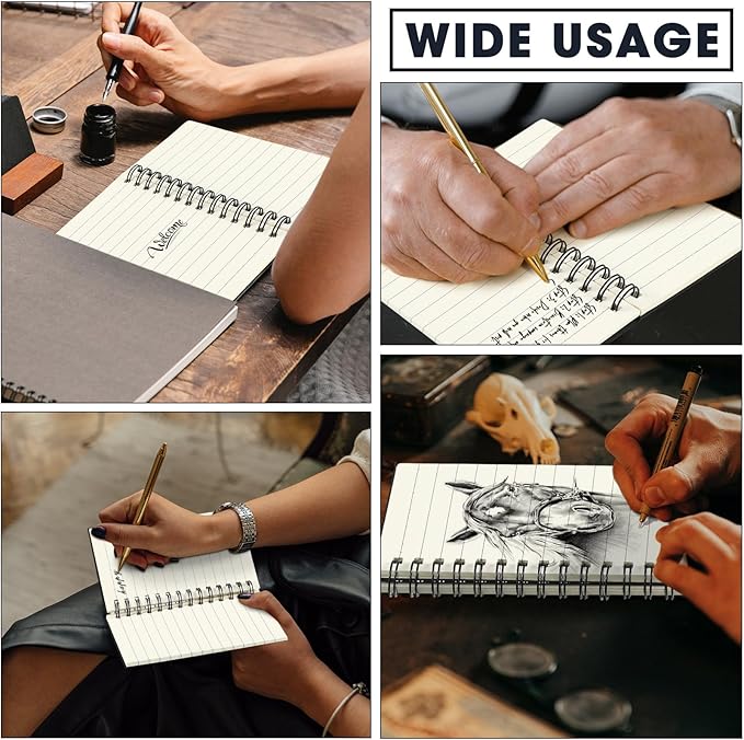 Jutom 100 Pcs Small Spiral Notebooks Memo Pads 3x5 Bulk Small Pocket Notebooks Mini Notepads with Lined Pages Mini Journals for Office Back to School Work Writing Supplies, 120 Pages (Black)