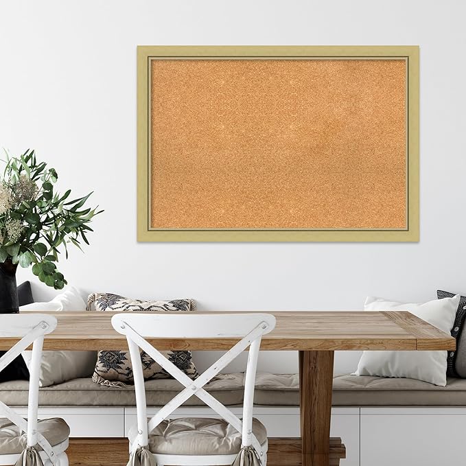 Amanti Art Natural Cork Board for Wall, 27x39 Vision Board with Gold Frame, Large Corkboard Office Decor for Home Organization, Casual Corkboard Pinboard to display items for home organization