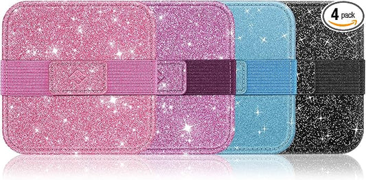 Fintie Screen Cleaning Pad, [4 Pack] Soft Cloth Wipes Screen Cleaner with Elastic Strap for iPad, iPhone, MacBook, Tablets, Laptop (Glitter Pink/Black)