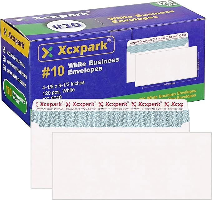 120 PCS #10 White Self Seal Kraft 4-1/8 x 9-1/2 inches Security Envelopes, Windowless Invisible Envelopes Super Strong Quick Seal Envelopes Security Tint Pattern Secure