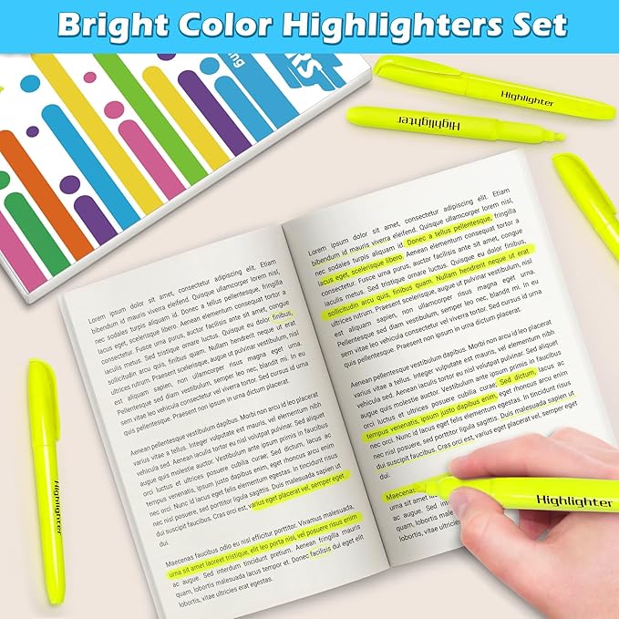 Duchong 30 Yellow Highlighters, Chisel Tip Dry-Quickly Highlighter Markers, Highlighter Bright Colors for Adult Kids, Office Classroom Must Have, School Supplies for Teachers