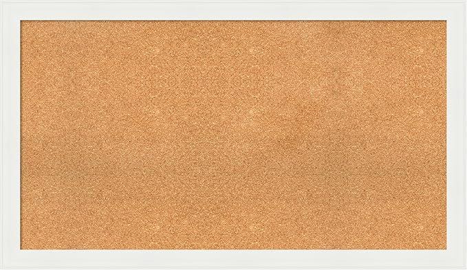 Amanti Art Natural Cork Board for Wall, 27x47 Vision Board with White Frame, Oversize Corkboard Office Decor for Home Organization, Casual Corkboard Pinboard to Display Items for Home Organization in