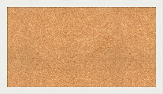 Amanti Art Natural Cork Board for Wall, 27x47 Vision Board with White Frame, Oversize Corkboard Office Decor for Home Organization, Casual Corkboard Pinboard to Display Items for Home Organization in