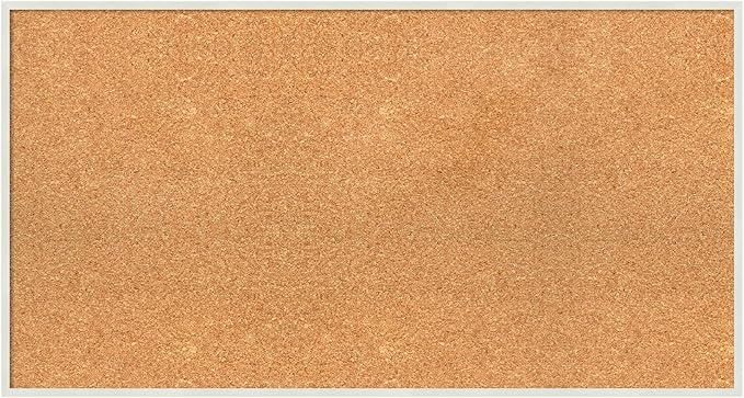 Amanti Art Natural Cork Board for Wall, 19x35 Vision Board with White Frame, Large Corkboard Office Decor for Home Organization, Modern Corkboard Pinboard to Display Items for Home Organization in
