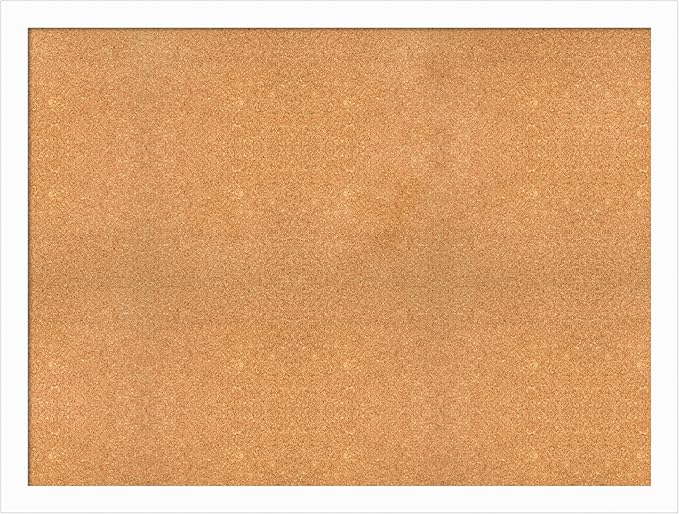 Amanti Art Natural Cork Board for Wall, 37x49 Vision Board with White Frame, Oversize Corkboard Office Decor for Home Organization, Casual Corkboard Pinboard to Display Items for Home Organization in