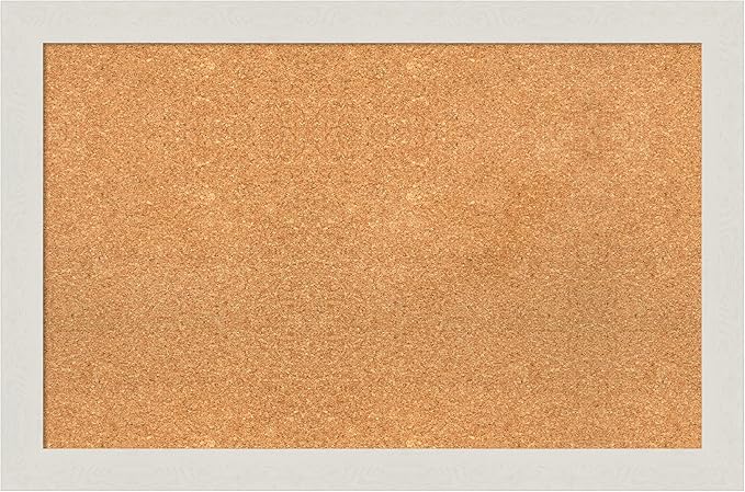 Amanti Art Natural Cork Board for Wall, 23x35 Vision Board with White Frame, Large Corkboard Office Decor for Home Organization, Country Rustic Corkboard Pinboard to Display Items for Home