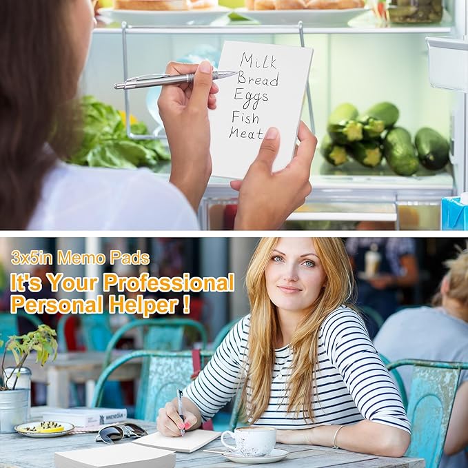 Fainne 3 x 5 Inch Paper Note Pads White Memo Pad Blank Writing Memo Scratch Paper for Waitress Waiter Book to Do Grocery List Small Notebook Restaurant Checkbook, White(150 Pack)