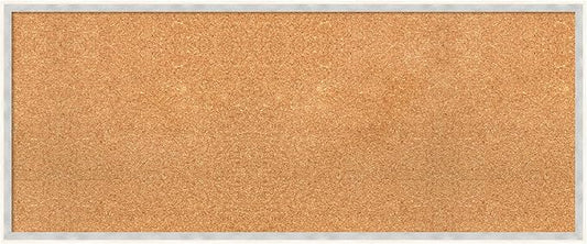 Amanti Art Natural Cork Board for Wall, 17x41 Vision Board with White Frame, Large Corkboard Office Decor for Home Organization, Modern Corkboard Pinboard to Display Items for Home Organization in