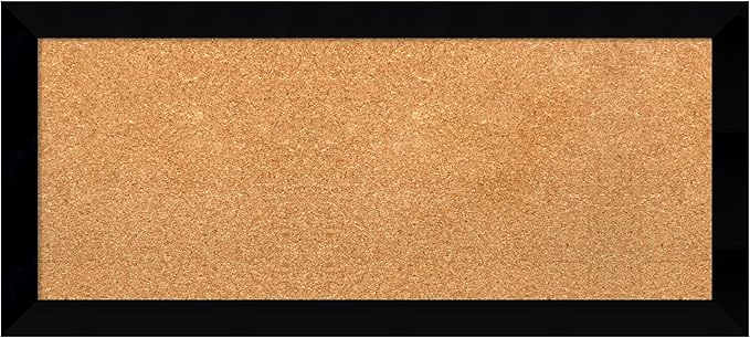 Amanti Art Natural Cork Board for Wall, 15x33 Vision Board with Black Wood Frame, Medium Corkboard Office Decor for Home Organization, Modern Contemporary Corkboard Pinboard to display items for home