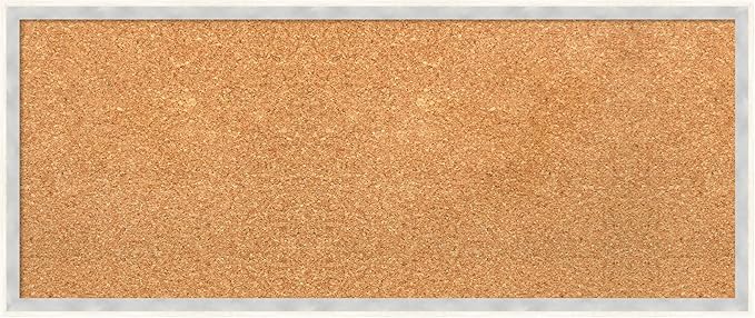 Amanti Art Natural Cork Board for Wall, 13x31 Vision Board with White Frame, Medium Corkboard Office Decor for Home Organization, Modern Corkboard Pinboard to Display Items for Home Organization in