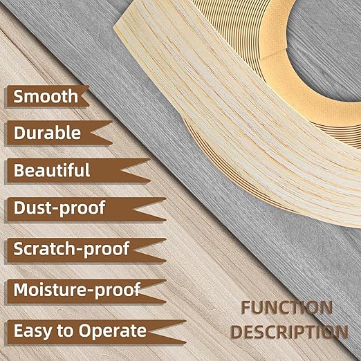 GSCIT Club Oak Edge Banding, 7/8 inch x 500ft roll of Veneer Edge Banding Preglued Flexible, Wood Tape Banding for Repair Furniture