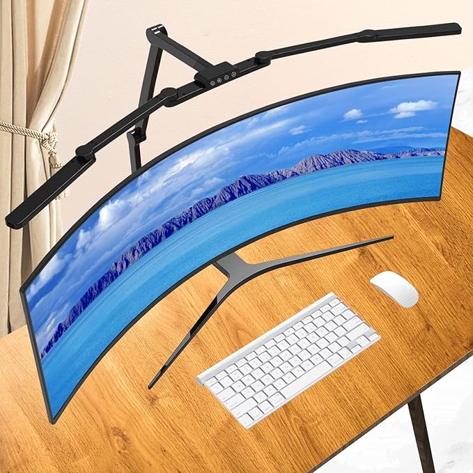 Transformable LED Desk Lamp, 41.5" Large Architect Desk Lamp with Clamp, 3 Light Bars Desk Light for Home Office, 24W Auto Dimming Office Lighting Table Light for L Shaped Desk