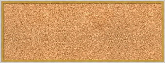 Amanti Art Natural Cork Board for Wall, 15x39 Vision Board with White Frame, Medium Corkboard Office Decor for Home Organization, Modern Corkboard Pinboard to Display Items for Home Organization in
