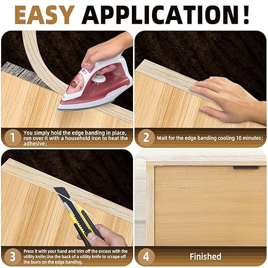 GSCIT Club Oak Edge Banding, 1 inch x 250ft roll of Veneer Plywood Edge Banding Preglued Flexible, Wood Tape Banding for Cabinet Repair