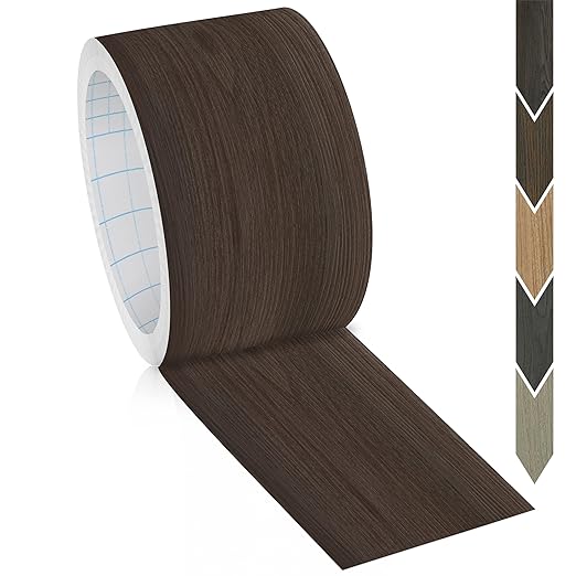 GSCIT Club Red Walnut Wallpaper, 2.4 inch X 15ft Self Adhesive Wood Grain Repair Tape Walnut Repair Patch for Tables, Chairs, Baseboards, Doors, Windows, Floors, Handicraft DIY.