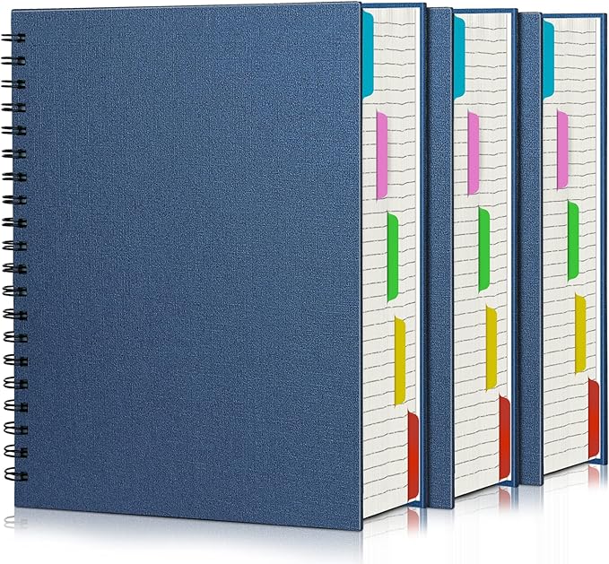 EUSOAR Spiral Notebook Hardcover, 3pcs B5 7.3"x10.2" 5 Subject College Ruled Writing Pad, 100GSM 120Sheets/ 240Pages of Lined Paper, for School, Home Supplies, Office and Business, Royal Blue