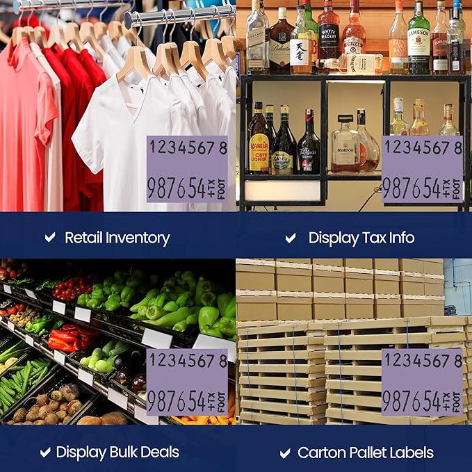 Perco Lavender Pricing Labels for Monarch 1136 - 14,000 Labels, 8 Rolls, Ink Roll Included