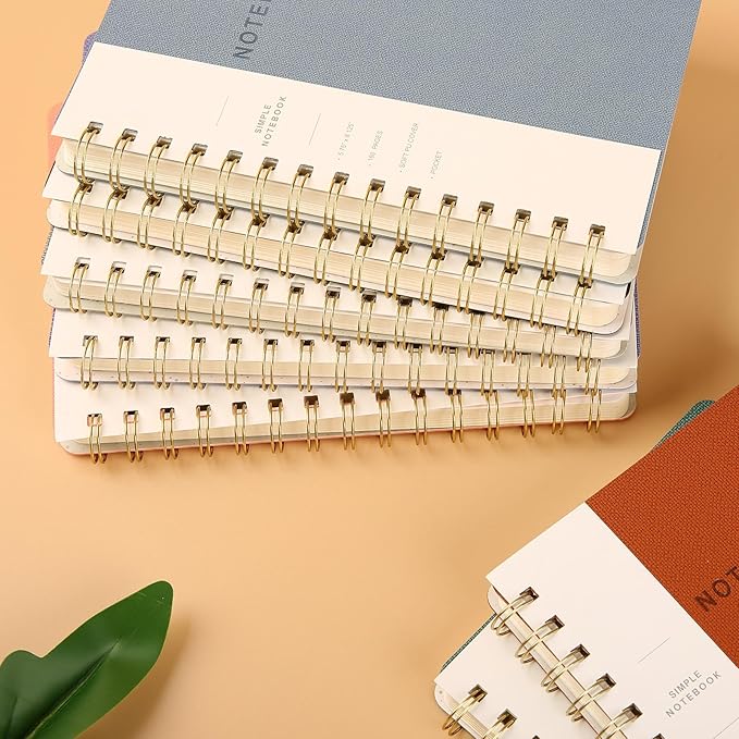 Spiral Notebook-5.75" x 8.125" Journal with Back Pockets and 160 Lined Pages,PU Leather Cover Business Journal, Twin-Wire Binding Notebook Perfect for Office & Home School Supplies