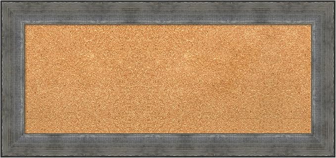 Amanti Art Natural Cork Board for Wall, 16x34 Vision Board with Silver Wood Frame, Medium Corkboard Office Decor for Home Organization, Casual Corkboard Pinboard to Display Items for Home