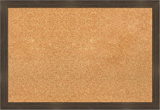 Amanti Art Natural Cork Board for Wall, 18x26 Vision Board with Brown Wood Frame, Medium Corkboard Office Decor for Home Organization, Casual Corkboard Pinboard to display items for home organization